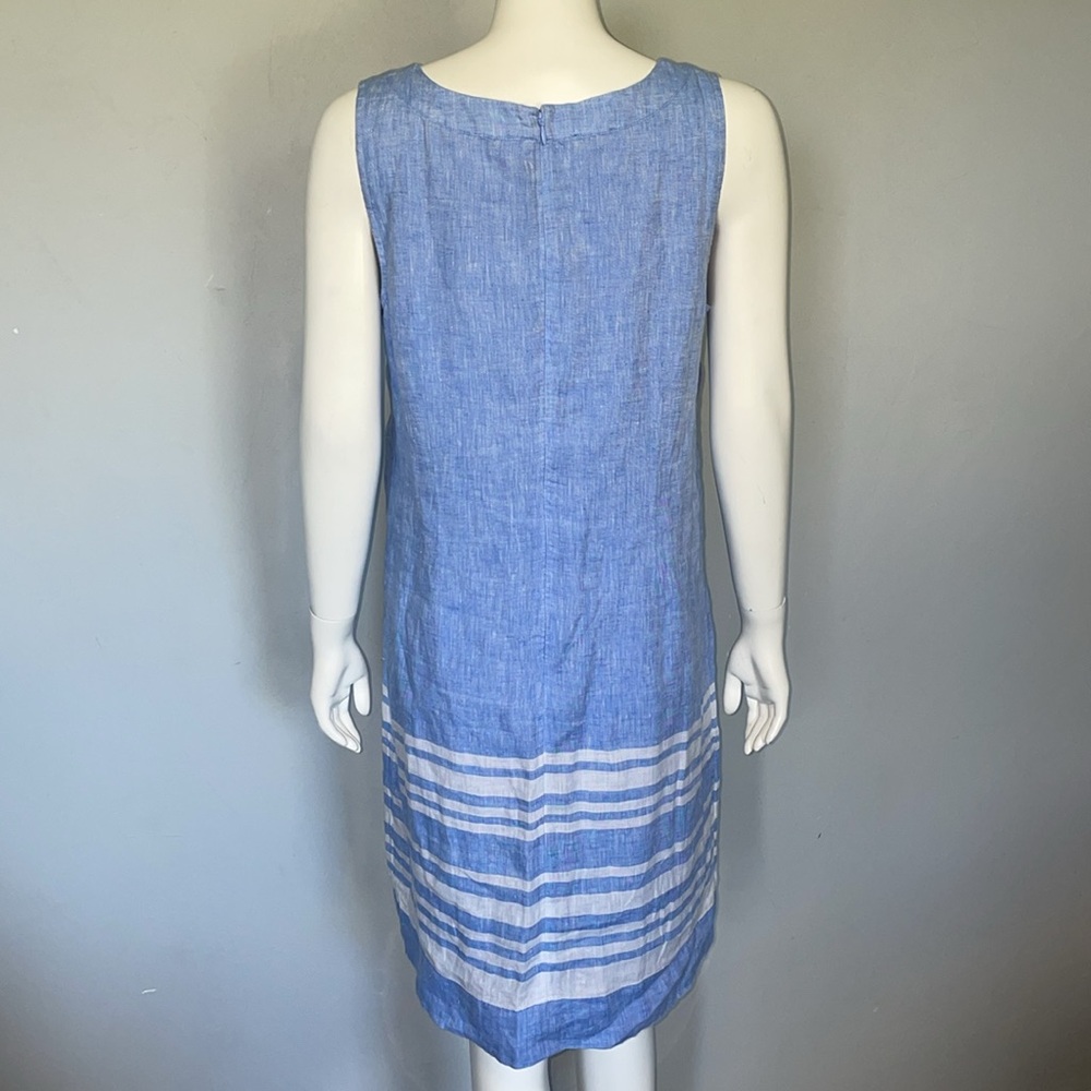 Talbots Split Neck Linen Shift Dress Euc - image 5